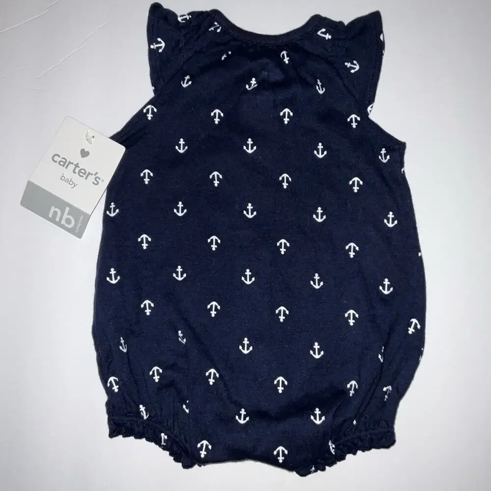 Carter’s baby blue and white anchor, onesie size NB newborn